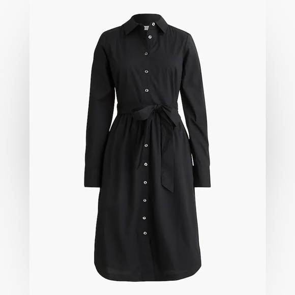 J. Crew Factory long-sleeve poplin Black Dress 14 - Picture 2 of 4